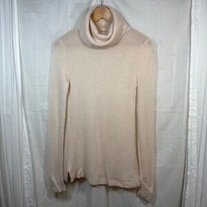 VKOO 100% Cashmere Sheer Cowl Neck‎ Sweater Light Pink Blush Size S